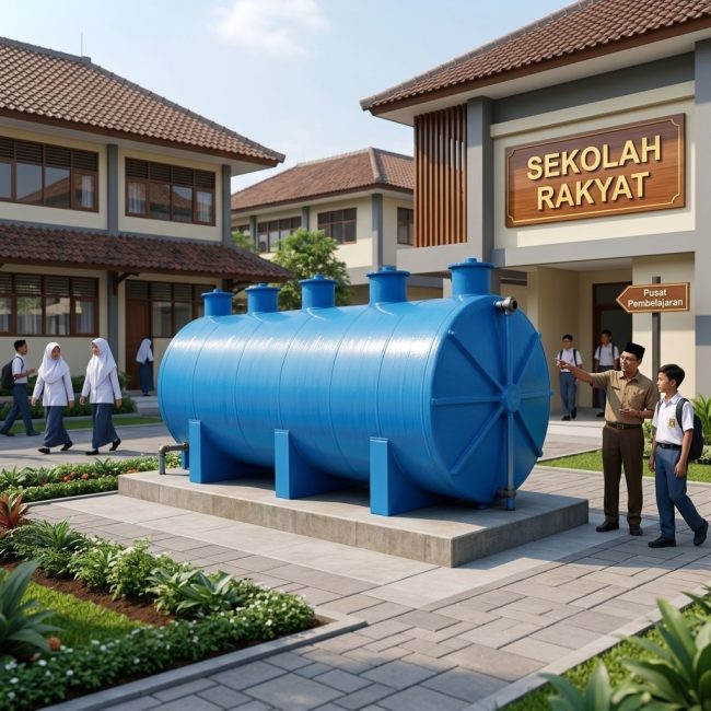 Teknologi IPAL Sekolah Rakyat menggunakan sistem pengolahan air limbah modern yang efisien untuk menjaga kualitas lingkungan dan sanitasi sekolah.