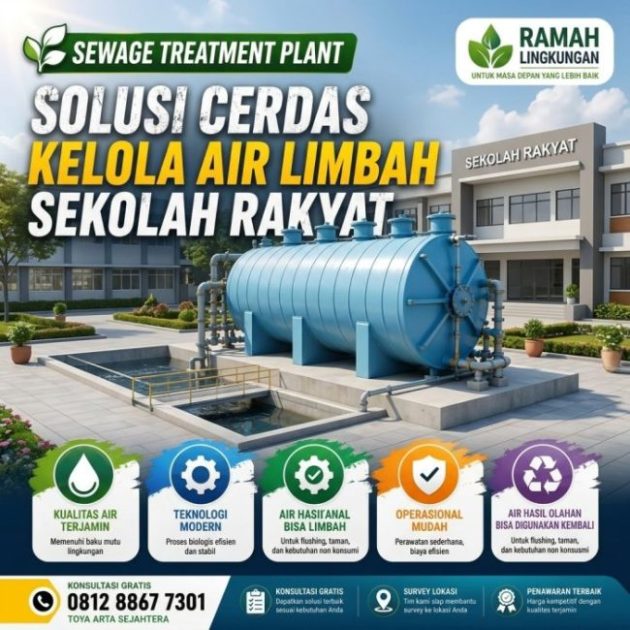 Fungsi IPAL Sekolah Rakyat untuk mengolah air limbah domestik secara efisien, aman, dan sesuai standar lingkungan.